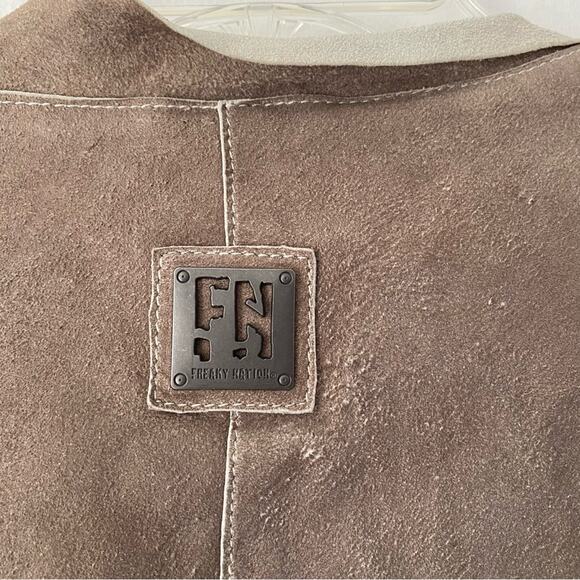 Freaky National Leather Cotton Lined Moto Biker Jacket Brown size small - Picture 6 of 11